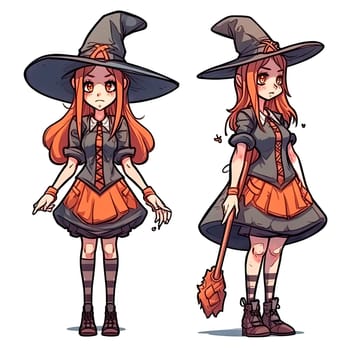 Witch clipart, isolated on transparent background. Ai generative