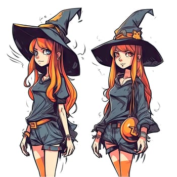 Witch clipart, isolated on transparent background. Ai generative