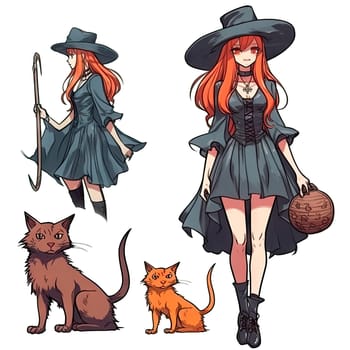 Witch clipart, isolated on transparent background. Ai generative