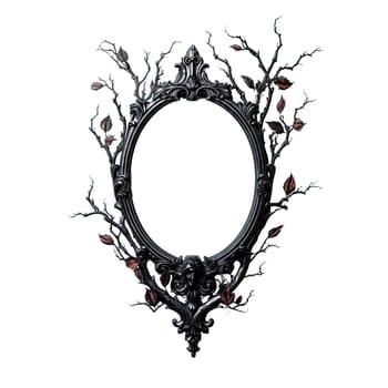 Dark Gothic Fantasy Ornate Picture Swirl Frame on transparent background. Ai generative