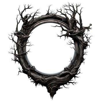 Dark Gothic Fantasy Ornate Picture Swirl Frame on transparent background. Ai generative