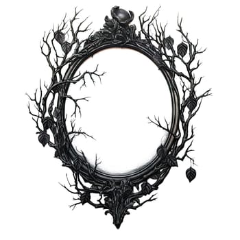 Dark Gothic Fantasy Ornate Picture Swirl Frame on transparent background. Ai generative