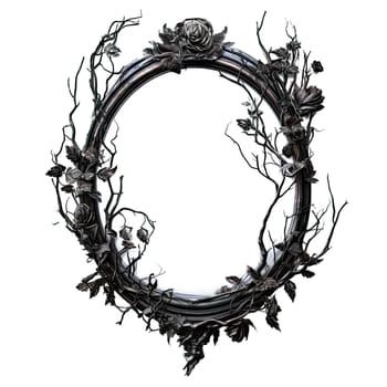 Dark Gothic Fantasy Ornate Picture Swirl Frame on transparent background. Ai generative