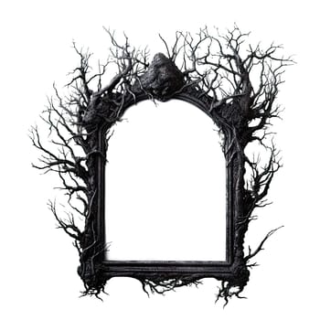 Dark Gothic Fantasy Ornate Picture Swirl Frame on transparent background. Ai generative