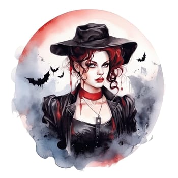 Goths. Vampires. Inspiring fear. Vampires of victorian times. watercolor isolated illustration. Ai generative