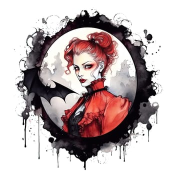 Goths. Vampires. Inspiring fear. Vampires of victorian times. watercolor isolated illustration. Ai generative