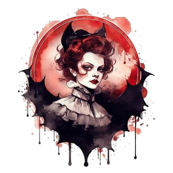 Goths. Vampires. Inspiring fear. Vampires of victorian times. watercolor isolated illustration. Ai generative