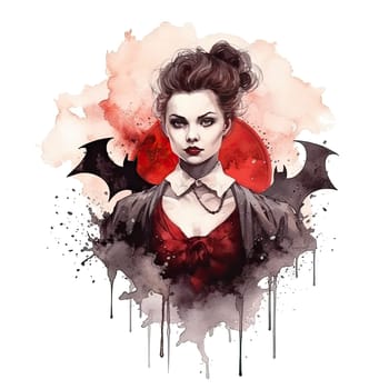 Goths. Vampires. Inspiring fear. Vampires of victorian times. watercolor isolated illustration. Ai generative