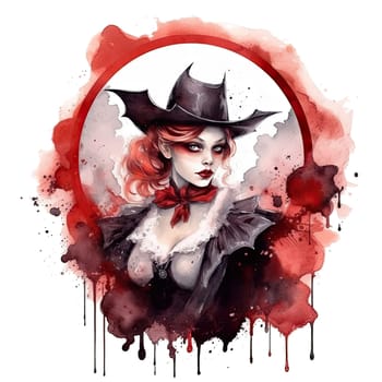 Goths. Vampires. Inspiring fear. Vampires of victorian times. watercolor isolated illustration. Ai generative