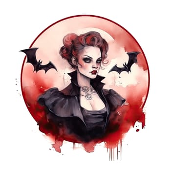 Goths. Vampires. Inspiring fear. Vampires of victorian times. watercolor isolated illustration. Ai generative