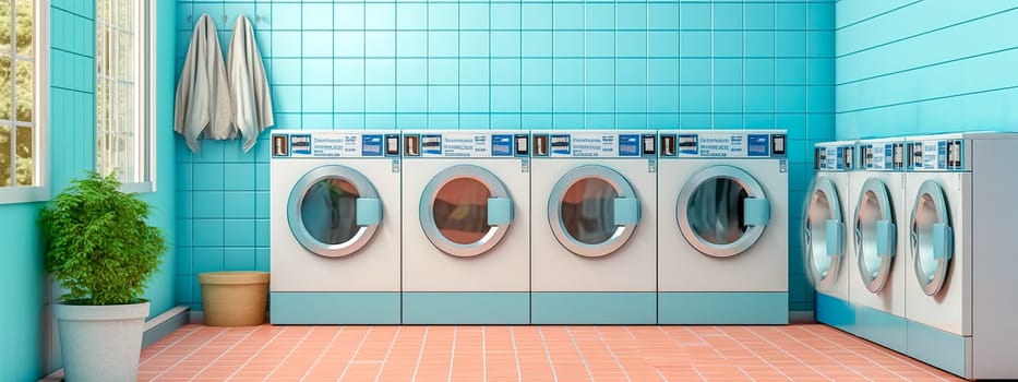 laundry, laundromat, laundromat banner, made with Generative AI. High quality illustration