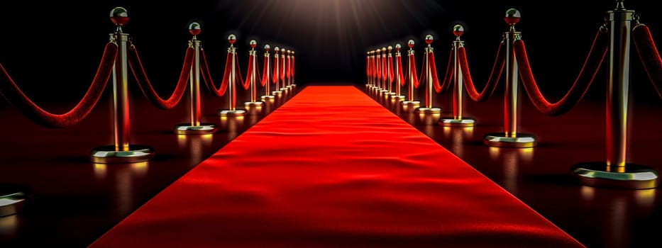 red carpet for VIP at ceremonies and festive events. acting, banner with copy space, made with Generative AI. High quality illustration