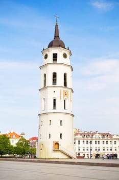 Beautiful sky over the city of Vilnius-view of the bell tower.