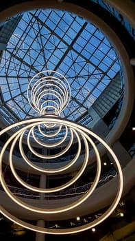 Large beautiful round chandelier in chinese style on ceiling