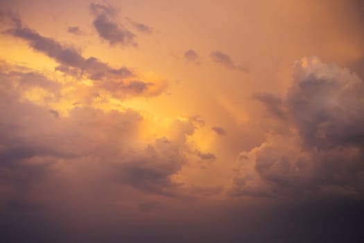 very beautiful orange sunset sky with clouds.