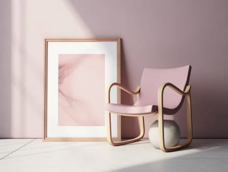 Pink modern stylish room with frame and sofa. Generative AI.