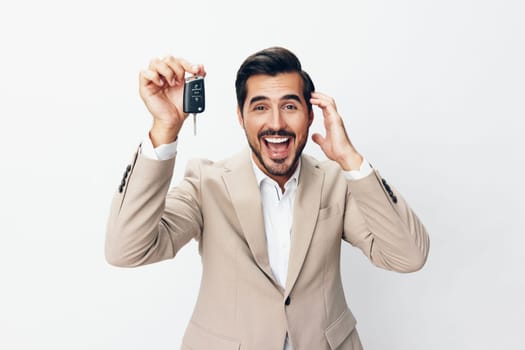 service man car buy male beard holding guy hand sign giving business smile key purchase driving auto system automobile loan sale