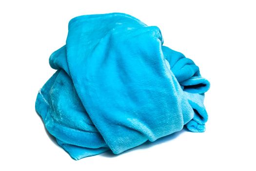 Blue terry cover isolated on white background close up