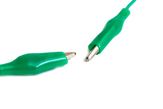 Green engineering probes isolated on a white background close up