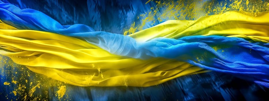 Ukraine flag color, creative banner, made with Generative AI. High quality illustration