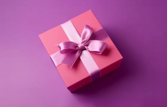 one pink wrapped christmas gift, generative AI. High quality photo
