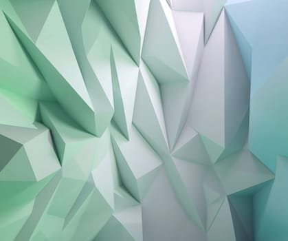 abstract low poly light blue and green background, generative AI. High quality photo