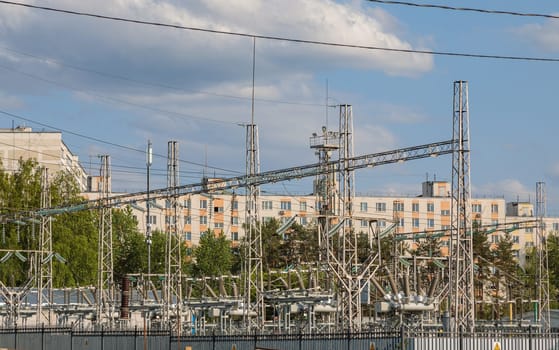 Electrical substation in an urban area. High quality photo