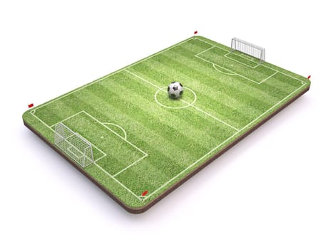Football Soccer playground Side view 3D rendering illustration isolated on white background