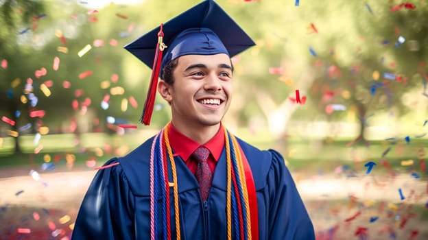 Happy caucasian male Graduating Student Celebrating. Graduation celebration. Generative ai