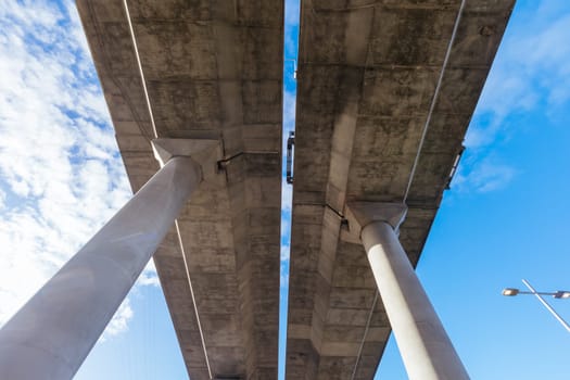 MELBOURNE, AUSTRALIA - JUNE 25: Citylink tollway from Ron Barrassi Snr Park in Docklands precinct on a cold winter's day on June 25th 2022