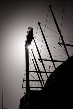 MELBOURNE, AUSTRALIA - OCTOBER 31 2021: Light tower abstract detail of Melbourne Cricket Ground stadium in Melbourne, Victoria, Australia.