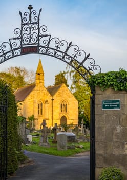 Entrance gate to graveyard with war graves on Swan Hill Ellesmere Shropshire