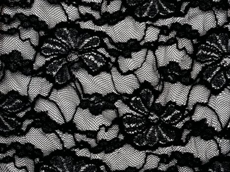 Decoration design. Abstract female black and white dress as background. Lace fabric with flowers. Luxury and sexy concept. Vintage style