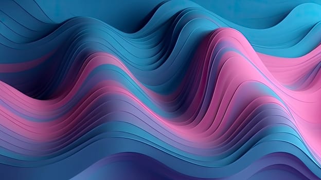 Abstract background with pink and blue crumpled paper layers, fashion wallpaper. Ai generative.