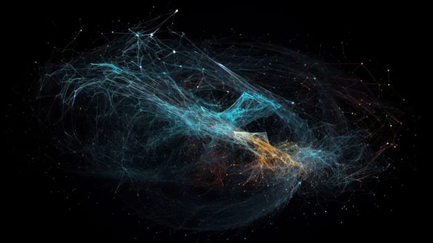 Particles collision in Hadron Collider. Astrophysics concept. Ai generative