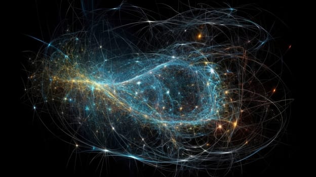 Particles collision in Hadron Collider. Astrophysics concept. Ai generative