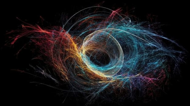 Particles collision in Hadron Collider. Astrophysics concept. Ai generative