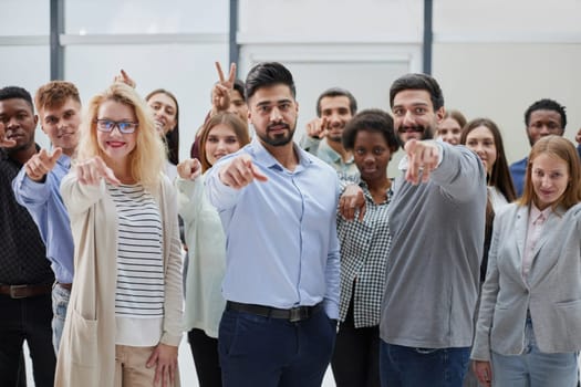 Join a successful team. Young people point to you. business concept
