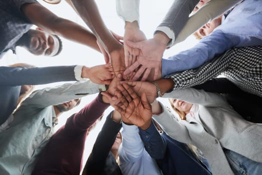 Young College Students Teamwork Stacking Hand Concept