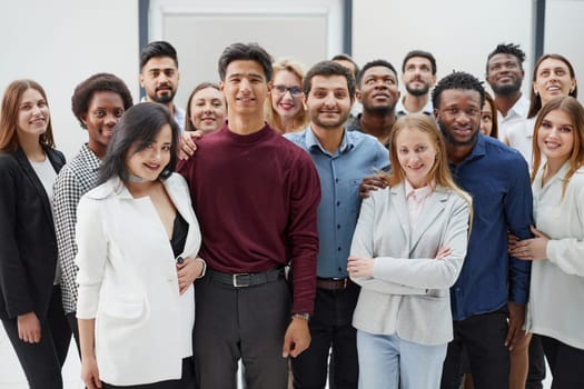 Diverse business people standing together at startup.