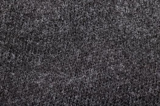 Gray Knitted woolen fabric close up, background or texture