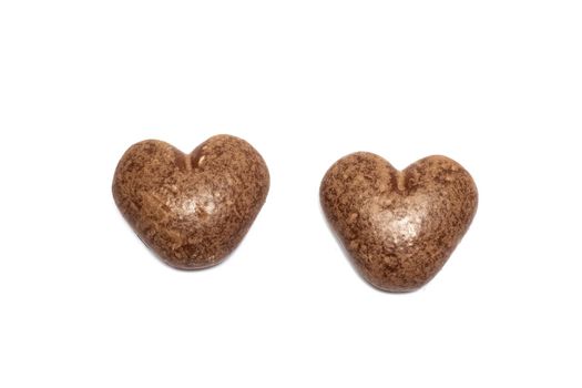 Heart shaped gingerbread cookies isolated on a white background