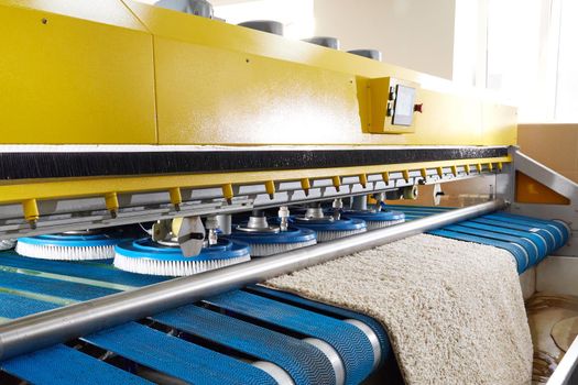 Process of working on automatic machine for dirty carpet washing and dry cleaning
