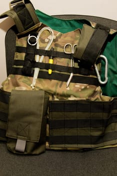 Military body armor with a pouch. Army body armor.