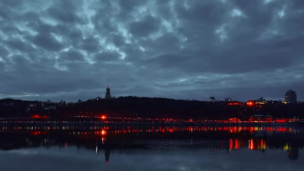 KYIV, UKRAINE - October 22, 2022: Power cuts in Kyiv after fresh missiles attacks on grid by Russia. Emergency blackouts in Kyiv. October 2022.