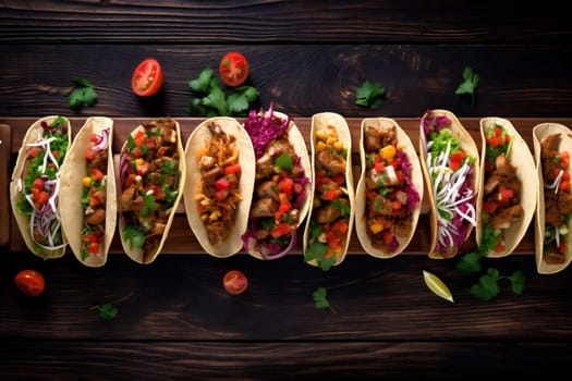 food onion tacos food fresh mexican mexican beef fast chili pepper delicious sauce hot spicy bread meal tomato vegetable illustration taco. Generative AI.