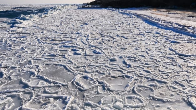 Climatic collapse, Black Sea near Odessa frozen, Ice near the coast