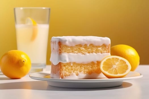 Lemon cake with lemon juice. Generative AI. High quality illustration