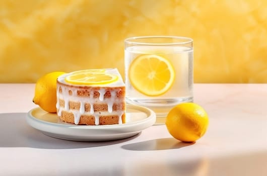 Lemon cake with lemon juice. Generative AI. High quality illustration
