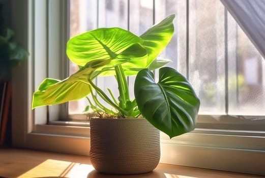 Houseplant monstera in a pot. Generative AI. High quality illustration
